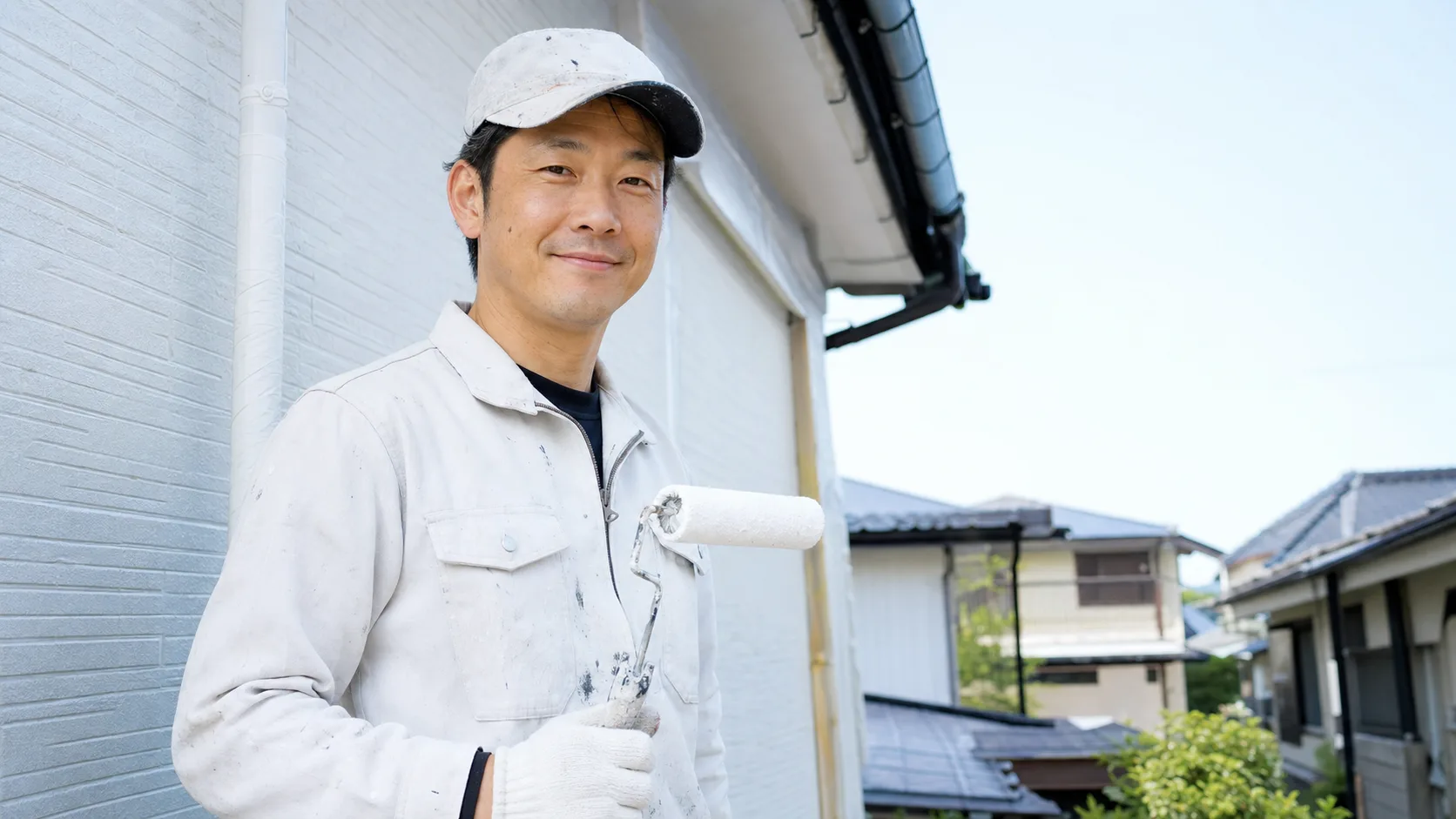 外壁塗装に向き合う職人の様子（イメージ）